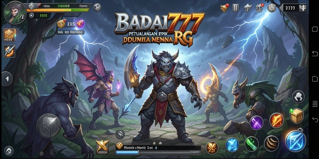 Tampilan gameplay BADAI777 yang menakjubkan menampilkan pertarungan epik.