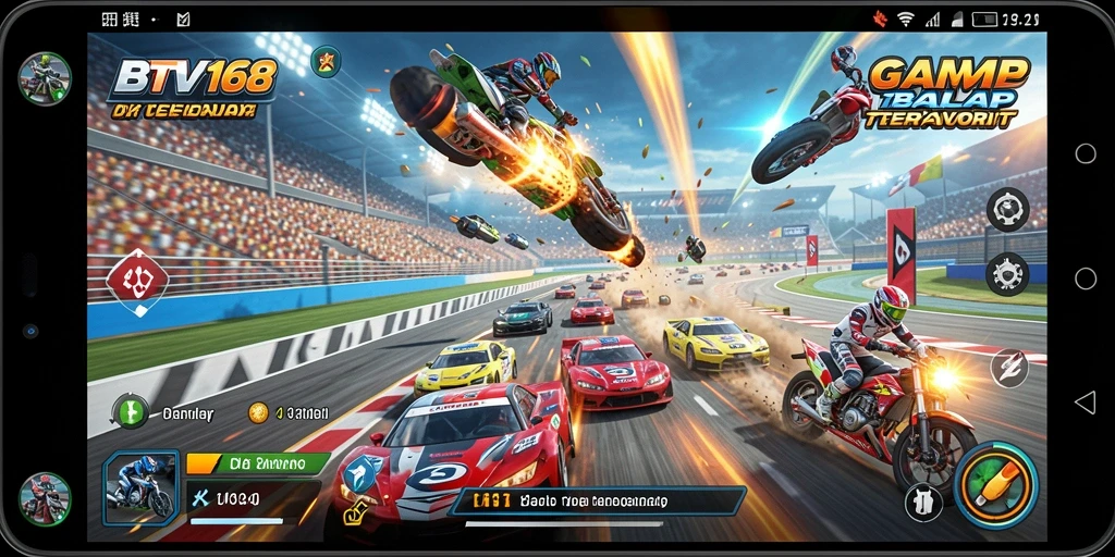 Tangkapan layar gameplay BTV168 menampilkan balapan yang mendebarkan dengan grafis menawan.