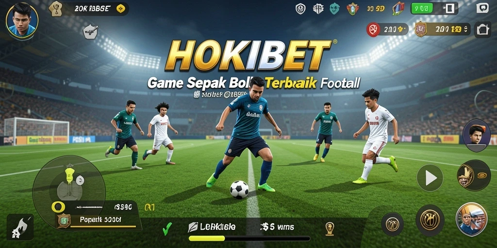 Screenshot gameplay HOKIBET menampilkan aksi sepak bola penuh semangat.