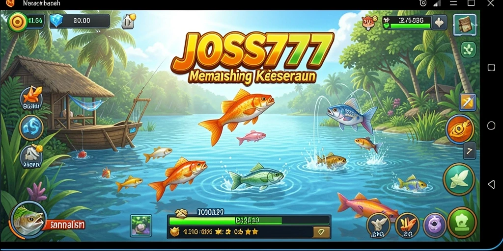Tampilan gameplay JOSS777 yang menampilkan aktivitas memancing yang seru.