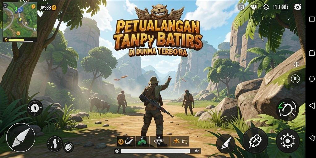 Tangkapan layar utama JPS88 menampilkan aksi eksplorasi mendalam di dunia terbuka.