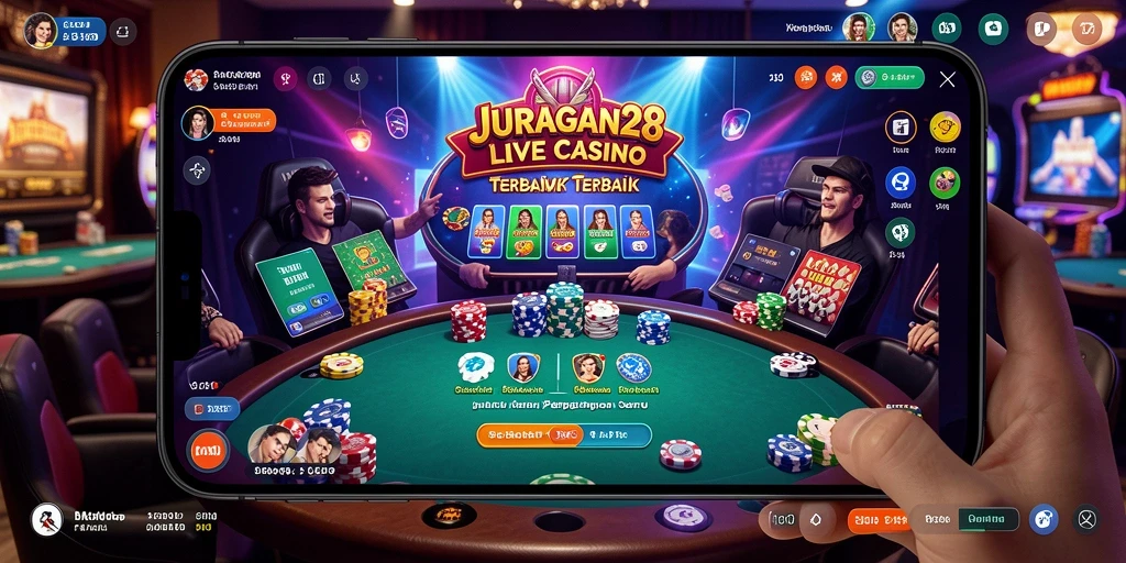 Screenshot gameplay Live Casino JURAGAN28 yang menampilkan dealer dan pemain.